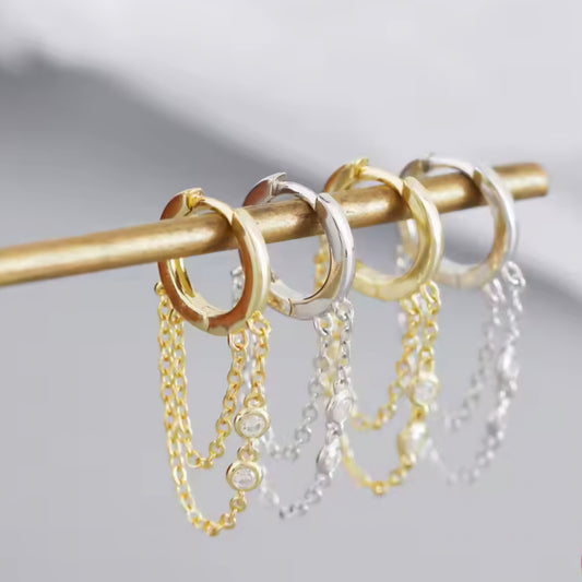 boucles d'oreilles longue chaine